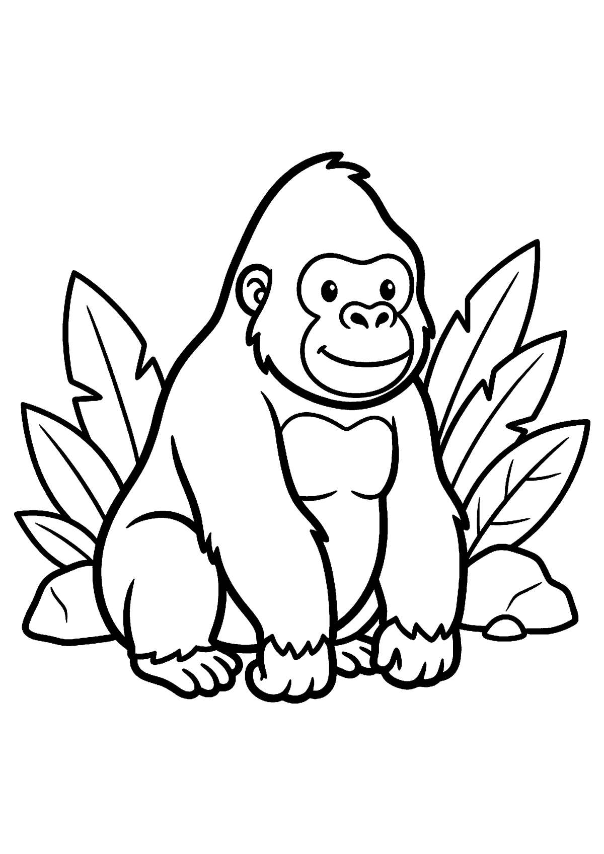 Zittende gorilla kleurplaat — gratis kleurplaat