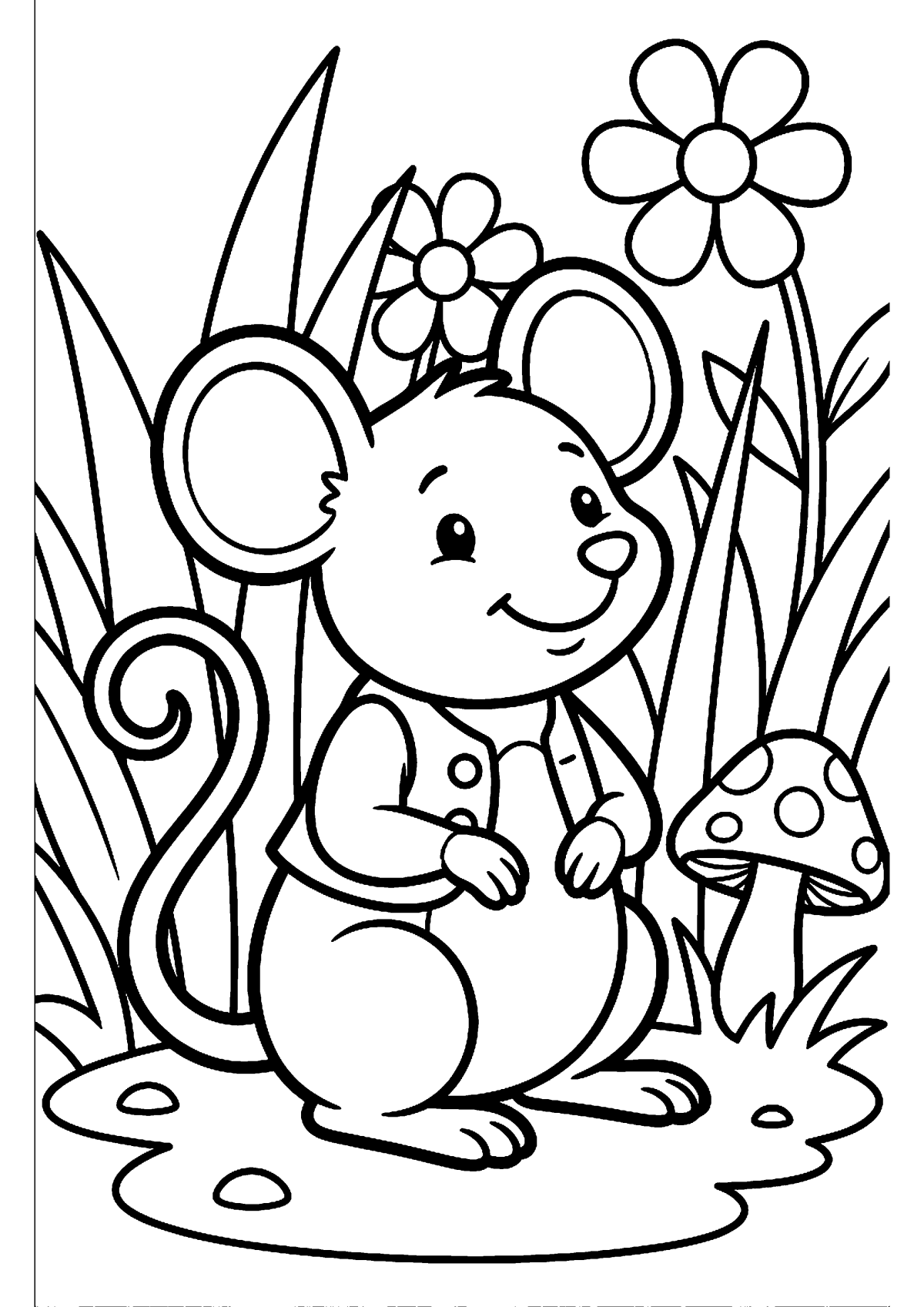 Zittende muis kleurplaat — gratis kleurplaat