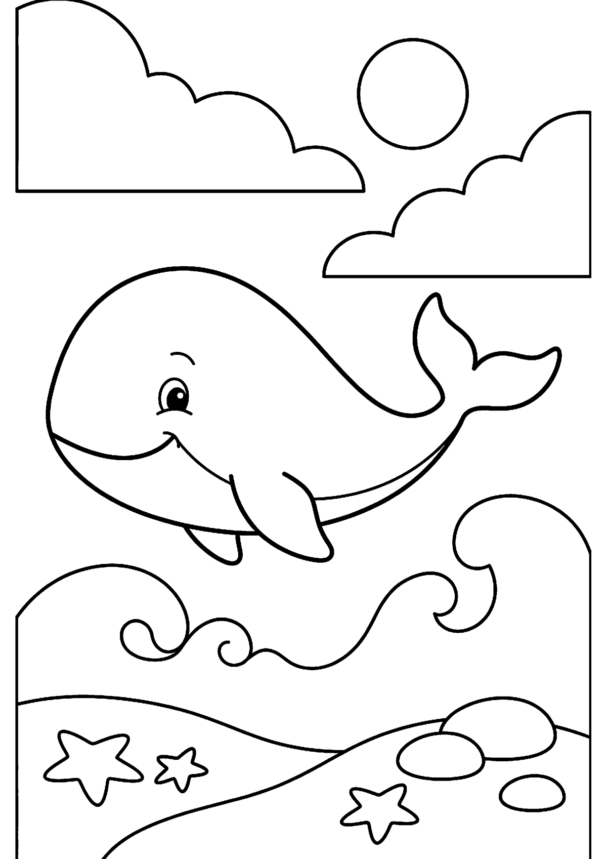 Zwemende walvis kleurplaat — gratis kleurplaat