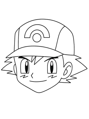 Ash Ketchum gezicht Kleurplaat