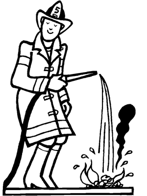 Brandweerman Kleurplaat 7 — gratis kleurplaat