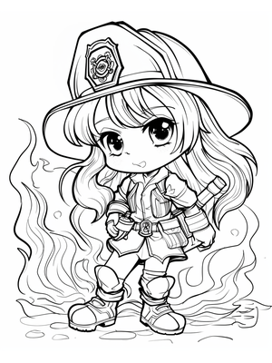 Brandweervrouw Kleurplaat 2 — gratis kleurplaat