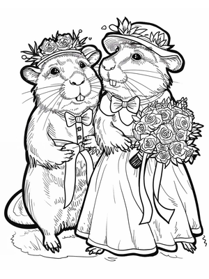 Bruiloft Beaver 1 Kleurplaat — gratis kleurplaat printen