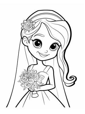 Bruiloft Bruid 1 Kleurplaat — gratis kleurplaat printen