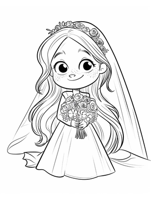 Bruiloft Bruid 2 Kleurplaat — gratis kleurplaat printen