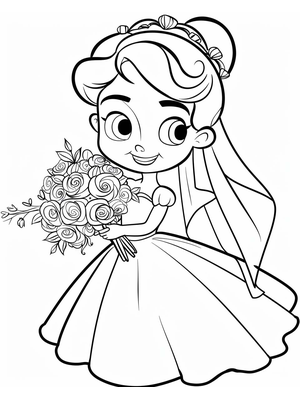 Bruiloft Bruid 3 Kleurplaat — gratis kleurplaat printen