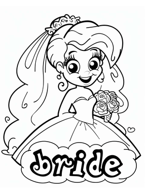 Bruiloft Bruid 4 Kleurplaat — gratis kleurplaat printen