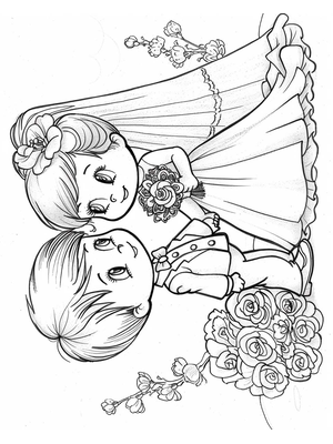 Bruiloft Bruid Bruidegom 1 Kleurplaat — gratis kleurplaat printen