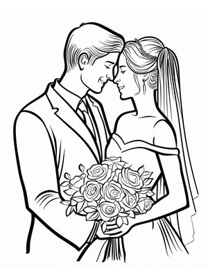 Bruiloft Bruid Bruidegom 4 Kleurplaat — gratis kleurplaat printen