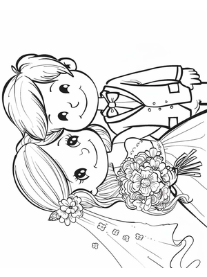 Bruiloft Bruid Bruidegom 5 Kleurplaat — gratis kleurplaat printen