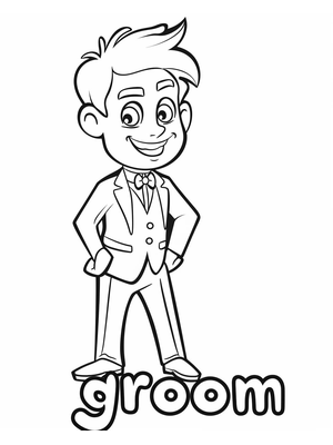 Bruiloft Bruidegom 2 Kleurplaat — gratis kleurplaat printen