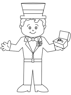 Bruiloft Bruidegom Kleurplaat — gratis kleurplaat printen