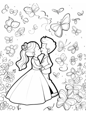 Bruiloft Butterflies 1 Kleurplaat — gratis kleurplaat printen