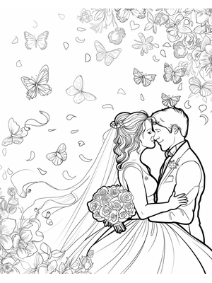 Bruiloft Butterflies 2 Kleurplaat — gratis kleurplaat