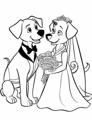 Bruiloft Dog 2 Kleurplaat — gratis kleurplaat printen