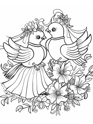 Bruiloft Dove 1 Kleurplaat — gratis kleurplaat printen