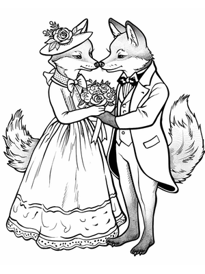 Bruiloft Fox 1 Kleurplaat — gratis kleurplaat printen