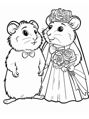 Bruiloft Hamster 1 Kleurplaat — gratis kleurplaat printen