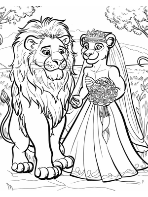 Bruiloft Liion 1 Kleurplaat — gratis kleurplaat printen