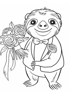 Bruiloft Sloth 1 Kleurplaat — gratis kleurplaat printen