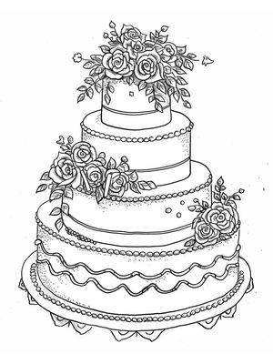 Bruiloft Taart 1 Kleurplaat — gratis kleurplaat printen