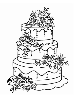 Bruiloft Taart 2 Kleurplaat — gratis kleurplaat printen