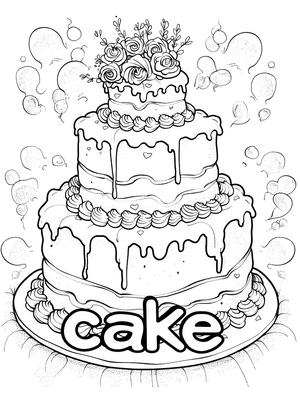 Bruiloft Taart 4 Kleurplaat — gratis kleurplaat printen