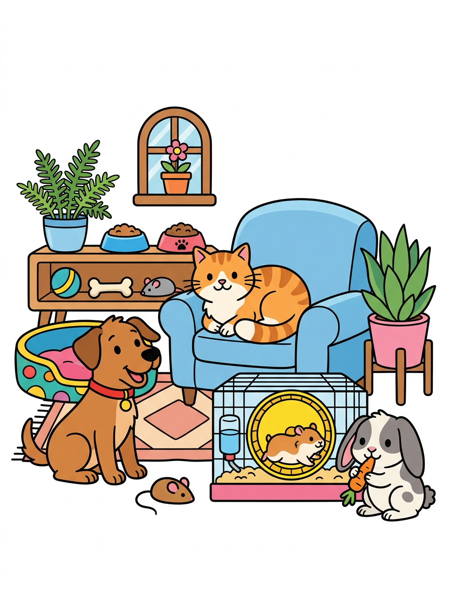 Huisdieren kleurplaten