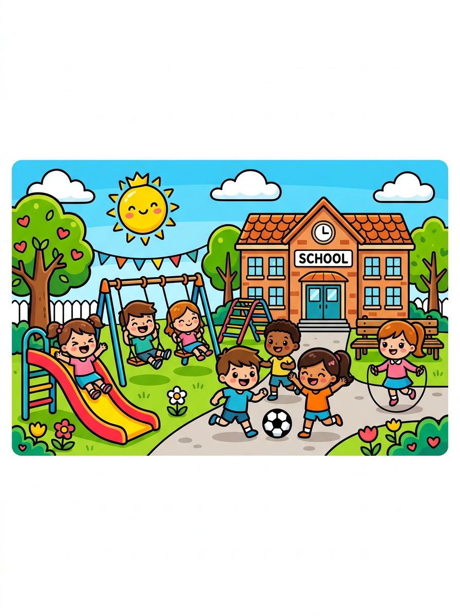 Schoolplein kleurplaten