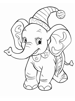 Circus Clown Elephant Kleurplaat — gratis kleurplaat