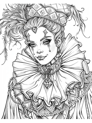 Circus Harlequin 1 Kleurplaat — gratis kleurplaat