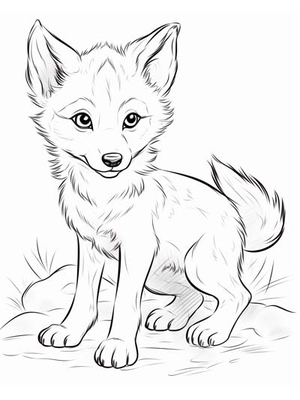 Baby Coyote Kleurplaat — gratis kleurplaat