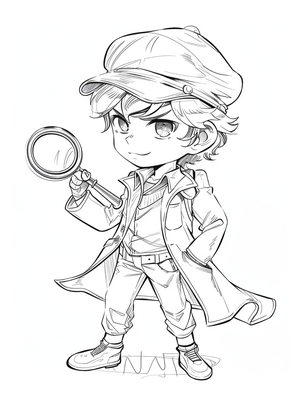 Detective Jongen Kleurplaat — gratis kleurplaat printen