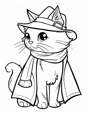 Detective Kat Kleurplaat — gratis kleurplaat printen