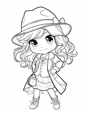 Detective Meisje Kleurplaat 1 — gratis kleurplaat printen