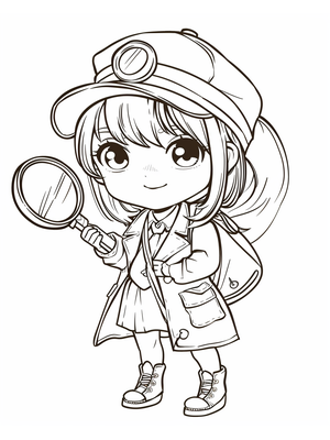 Detective Meisje Kleurplaat 2 — gratis kleurplaat printen