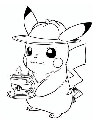 Detective Pikachu Kleurplaat — gratis kleurplaat printen