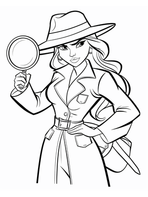 Detective Vrouw Kleurplaat 1 — gratis kleurplaat printen