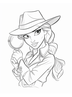 Detective Vrouw Kleurplaat 2 — gratis kleurplaat printen