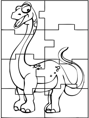 Dinosaurus puzzel Kleurplaat — gratis kleurplaat printen