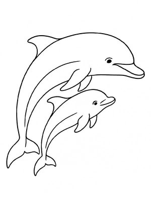 Dolfijn met baby Kleurplaat — gratis kleurplaat