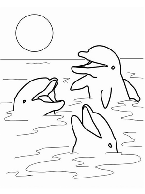 Dolfijnen in zee Kleurplaat — gratis kleurplaat