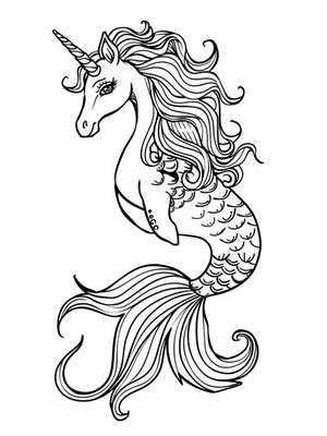 Eenhoorn Zeepaard-mythisch 1 Paard Kleurplaat — gratis kleurplaat