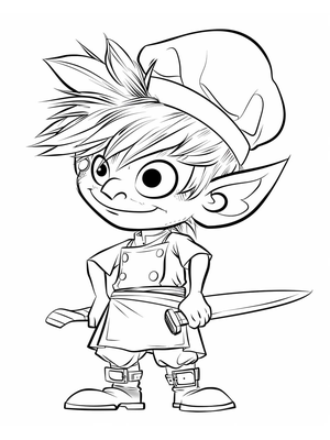 Elf Kok Kleurplaat 1 — gratis kleurplaat