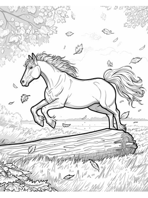 Herfst Paard Kleurplaat — gratis kleurplaat