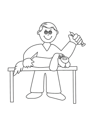 Hond bij de dierenarts Kleurplaat — gratis kleurplaat printen