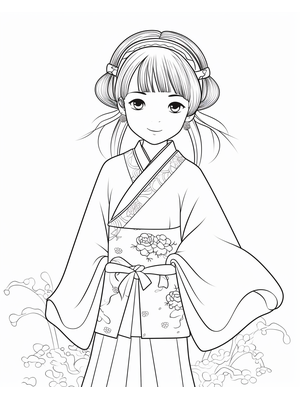 Kind Japanese 3 Kleurplaat — gratis kleurplaat