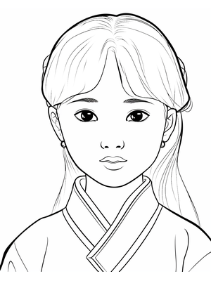 Kind Korean 1 Kleurplaat — gratis kleurplaat