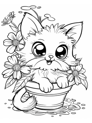 Baby Kitten 1 2 3 Kleurplaat — gratis kleurplaat