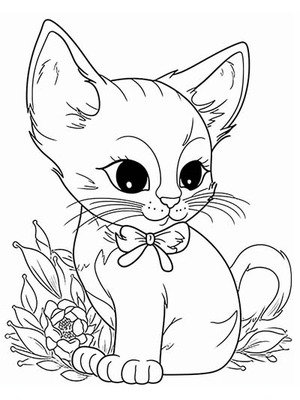 Baby Kitten 4 Kleurplaat — gratis kleurplaat printen